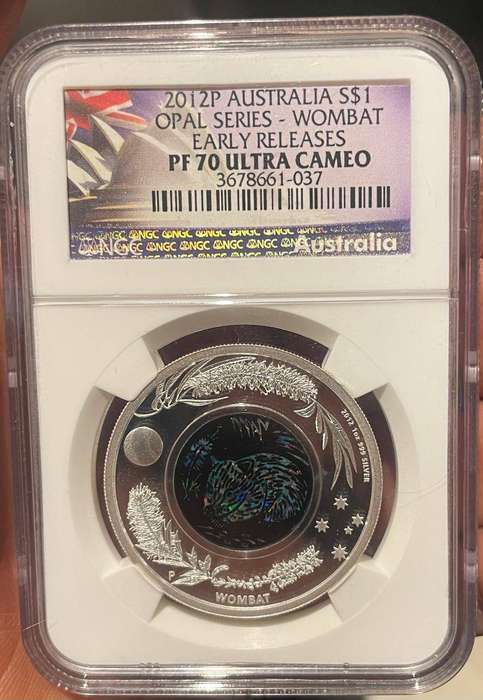 2012P Australia S$1 NGC PF70 Ultra Cameo Wombat Opal Series NGC AUSTRALIA SYDNEY OPERA HOUSE