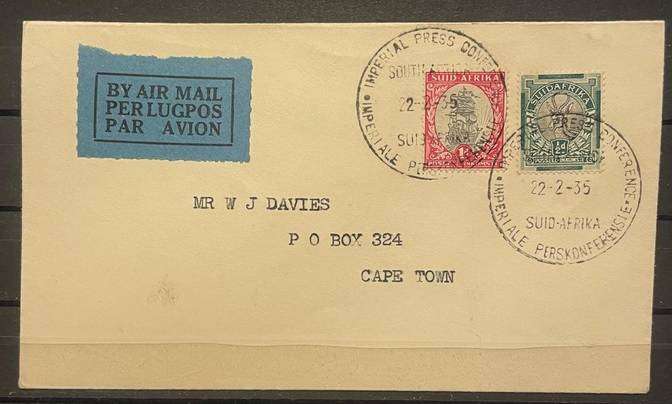 SOUTH AFRICA - 1935 SCARCE FDC - IMPERIAL PRESS CONFERENCE 22/02/1935 HELD IN CAPE TOWN
