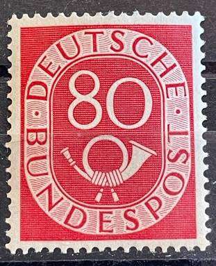 GERMANY 1952 POSTHORN 80 PF ROSA RED Mi. 137 UMM**- CV 500 EURO+ / R10,260
