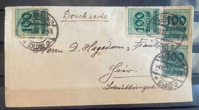 GERMANY 1923 INFLATION PERIOD PC FROM OLDENBURG TO TRIER