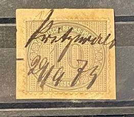 GERMANY 1872 - Michel Mi 12 - 10 GR USED ON PIECE HIGH CV R12000+