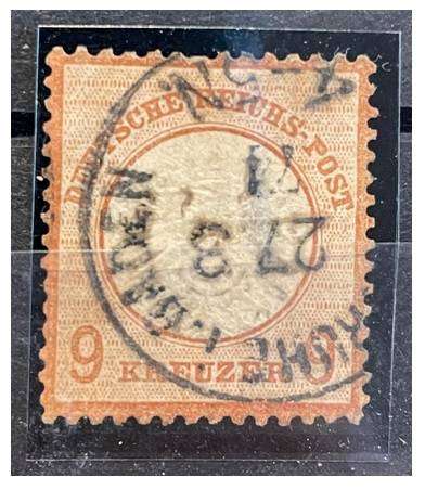 GERMANY 1872 - Michel Mi 27a SCARCE USED BRUSTSCHILD SHIELD STAMP! CV $600.00