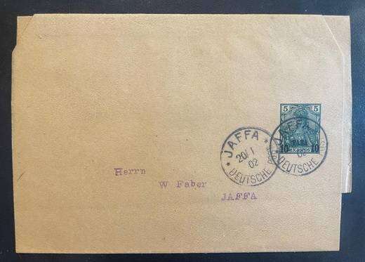 GERMANY 1902 JAFFA PALESTINE DEUTSCHE POST WRAPPER 20/01/1902