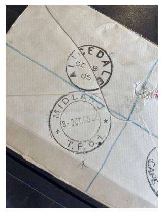 1905 - MIDLAND T.P.O. REGISTERED COVER - ALICEDALE CGH TO HOBART TASMANIA
