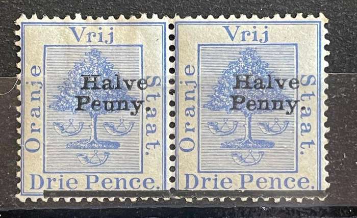OFS - 1896 - "Peuny" Variety HALF PENNY ON 3d - PAIR MINT* SACC 45b