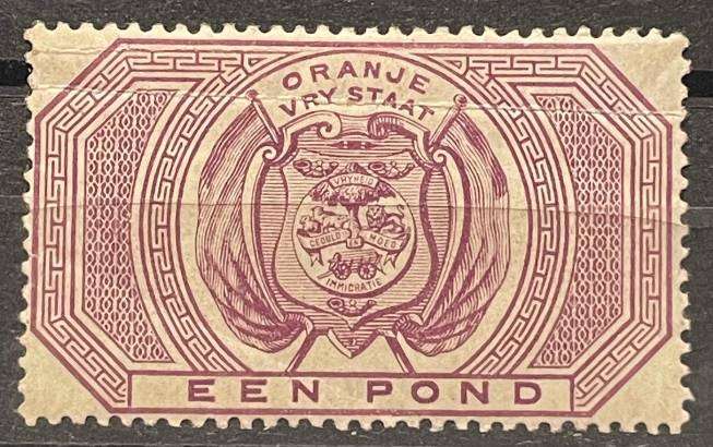ORANGE FREE STATE 1882-86 POSTAL FISCAL £1 MM SACC F13 WITH FAULTS