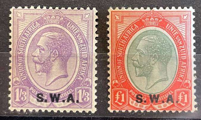 SOUTH WEST AFRICA - 1927-1930 - KGV £1 & 1S3d MM