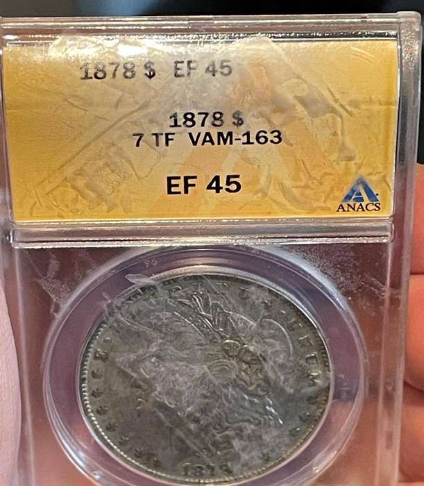 USA - 1878 MORGAN DOLLAR WITH VAM 7 TAIL FEATHERS VARIETY - 7 TF VAM-163