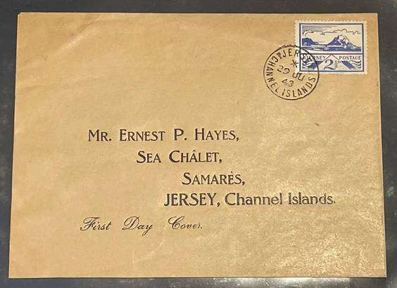 GERMANY JERSEY FDC 29 JUNE 1943 2½ D NORMAL PAPER