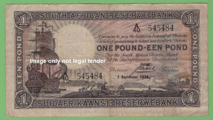 1934 ONE POUND POSTMUS BANK NOTE