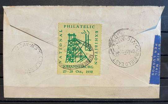SOUTH AFRICA 1950 SPECIAL COVER ** NATIONAL PHILATELIC EXHIBITION 23 OCTOBER 1950 **