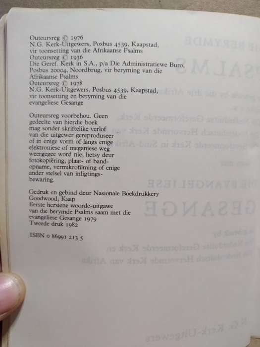 Psalms en Gesange (2de Druk 1982) - Klein Boekie