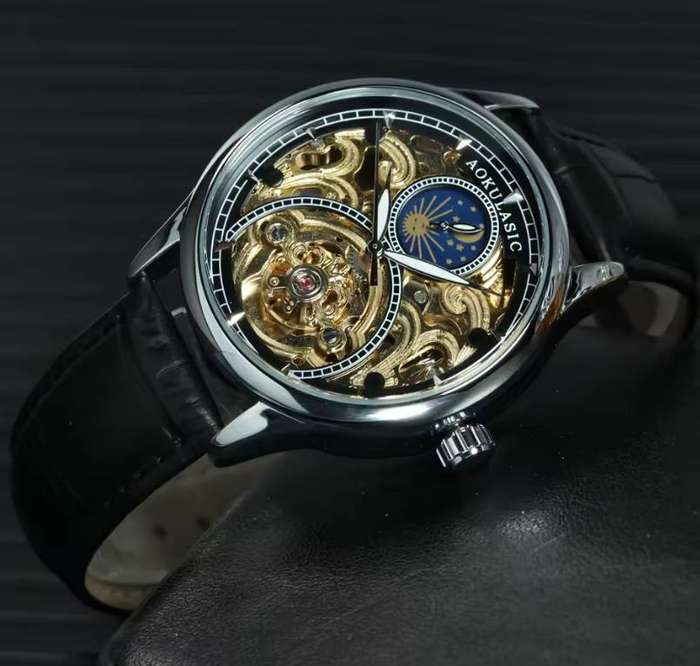 Tourbillon Luxury Skeleton Automatic Watch + Box and strap removal tool