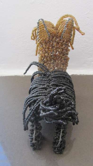 Hand-made, wire beaded Yorkshire Terrier dog (Yorkie)