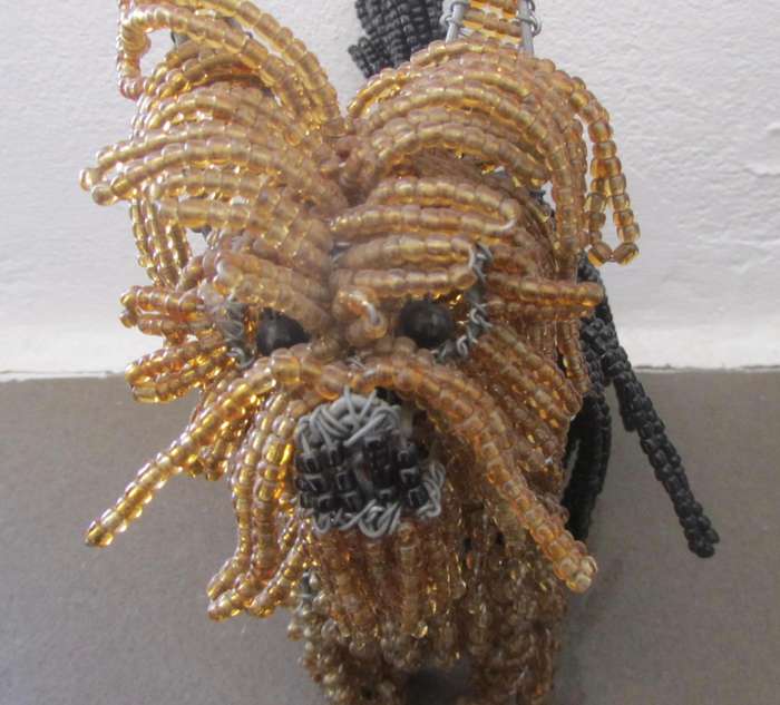 Hand-made, wire beaded Yorkshire Terrier dog (Yorkie)