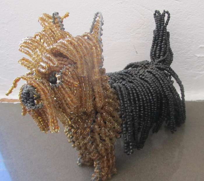 Hand-made, wire beaded Yorkshire Terrier dog (Yorkie)