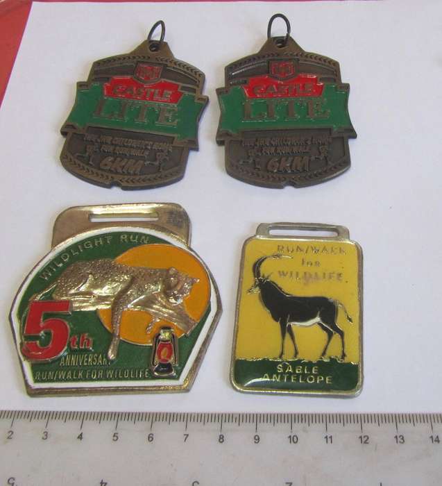 Various Running Medals, including run / walk for Wildlife