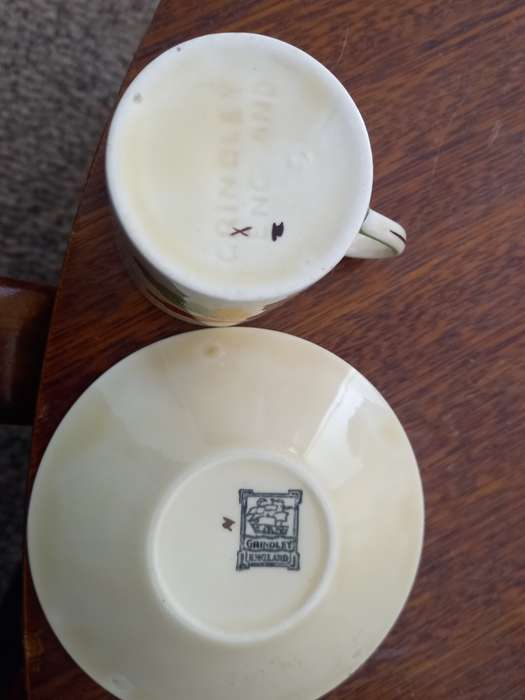 Vintage!  Grinerly Autumn floral Demitasse Pre 1925 5 cups and saucers set