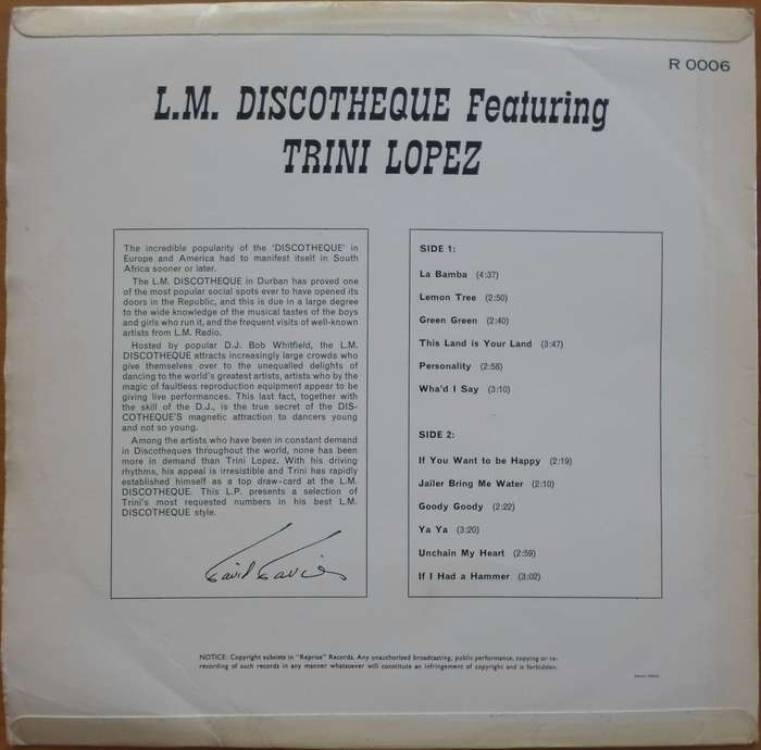 The L.M. Discotheque featuring Trini Lopez - The L.M. Discotheque featuring Trini Lopez