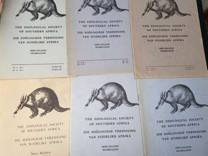 THE ZOOLOGICAL SOCIETY OF SOUTHERN AFRICA X 14 VOLUMES FROM 1960'S TO 1980'S