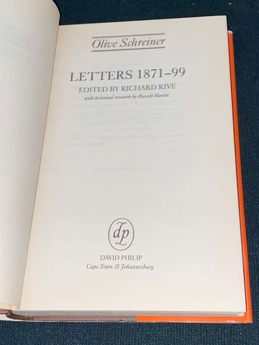 OLIVE SCHREINER LETTERS 1871-99 EDITED BY RICHARD RIVE