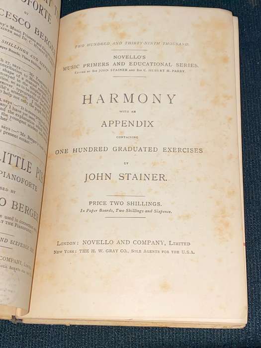 HARMONY WITH APPENDIX CONTAING 100 GRADUATED EXERCISES BY JOHN STAINER