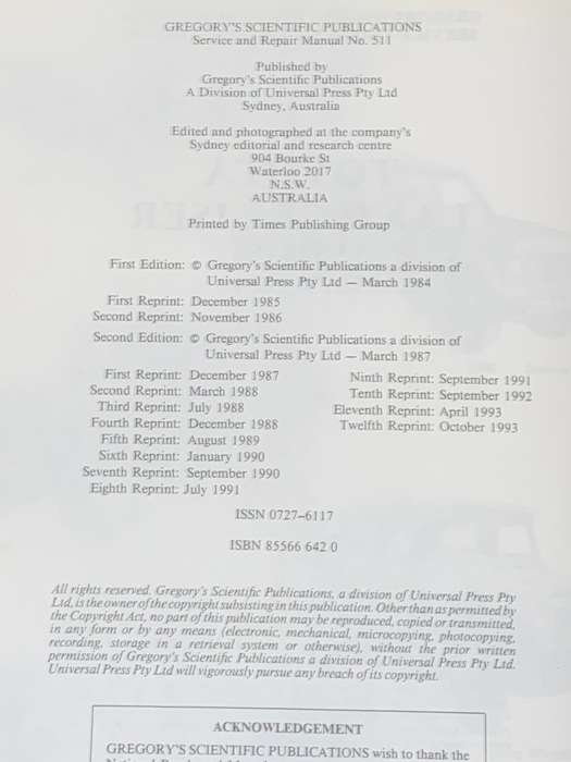 GREGORY'S LAND CRUISER FJ SERIES (PETROL) 1975/1984 SERVICE AND REPAIR MANUAL