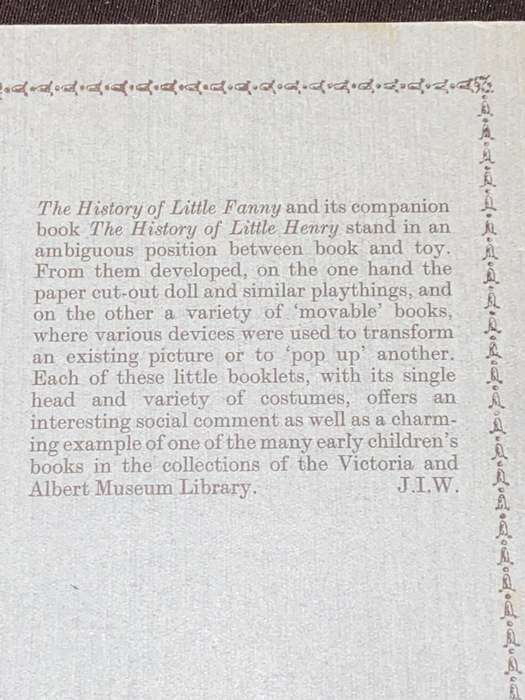 THE HISTORY OF LITTLE FANNY REPRINT OF THE 1810 PRESS
