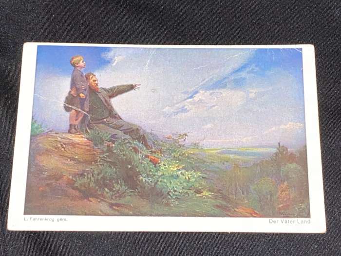 ANTIQUE 1917 GERMAN DER VATER LAND FELTPOST PHOTO POST CARD