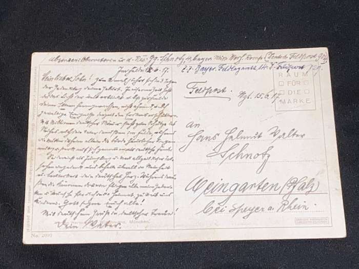 ANTIQUE 1917 GERMAN DER VATER LAND FELTPOST PHOTO POST CARD