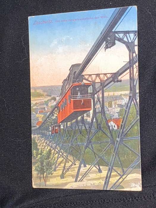 ANTIQUE LOSCHWITZ DIE ERSTE BERGSCHWEBEBAHN DER WELT COLOURED PHOTO POSTCARD