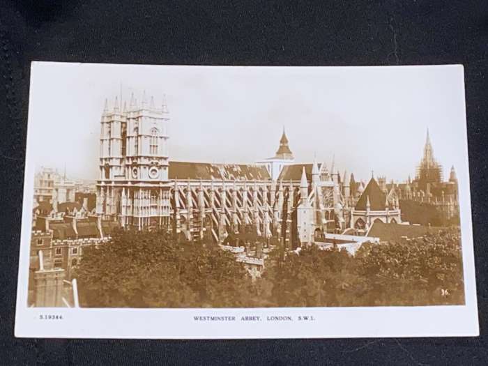 VINTAGE PHOTO POSTCARD OF WESTMINSTER ABBEY LONDON 1937 TO GERMANY