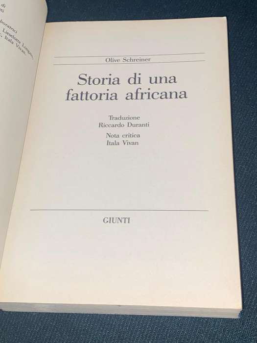 STORIA DI UNA FATTORIA AFRICANA - OLIVE SCHREINER