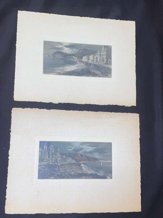 ORIGINAL ANTIQUE PRINTS OF SIDMOUTH BEACH BY C RUSSELL
