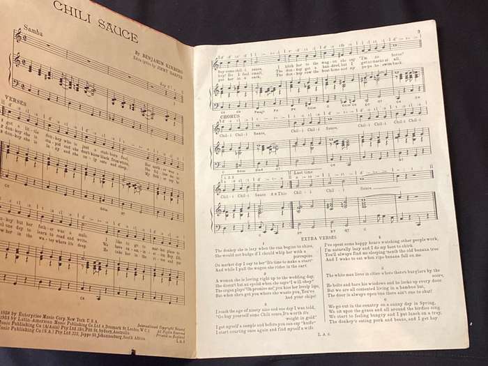 ORIGINAL CHILI SAUCE MUSIC SCORE BY BENJAMIN KINBERG