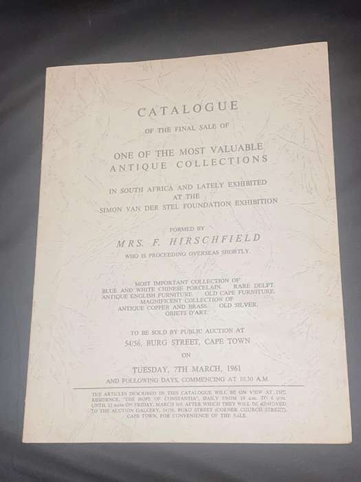 CATALOGUE OF THE FINAL SALE OF THE MOST VALUABLE ANTIQUE COLLECTIONS 1961