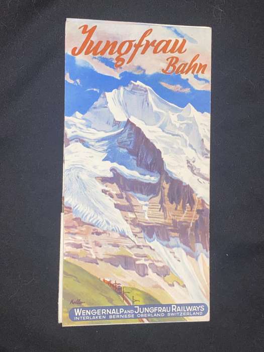 VINTAGE FOLDOUT JUNGFRAU BAHN RAILWAYS BROCHURE