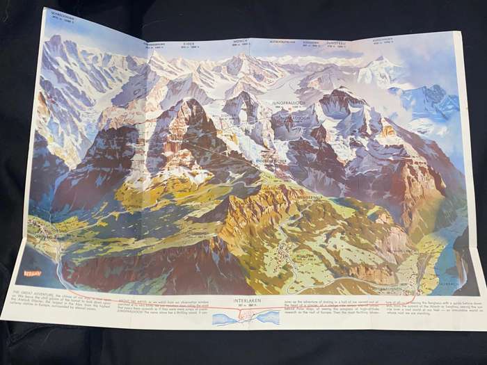 VINTAGE FOLDOUT JUNGFRAU BAHN RAILWAYS BROCHURE