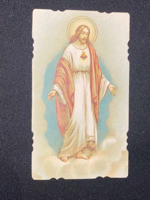 OLD CATHOLIC RELIGIOUS CARD CHRIST IN CLOUDS