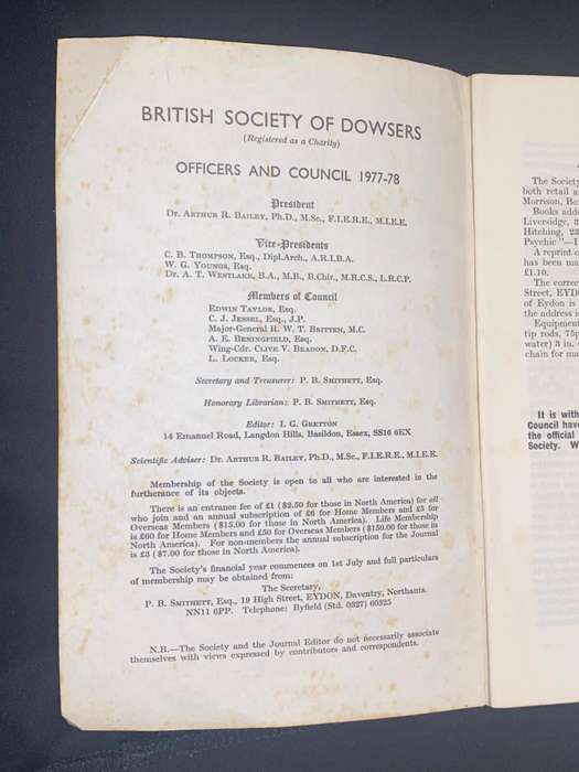 JOURNAL OF THE BRITISH SOCIETY OF DOWSERS #178 DECEMBER 1977