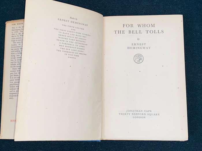 FOR WHOM THE BELL TOLLS BY ERNEST HEMINGWAY 1941 4TTH IMPRESSION