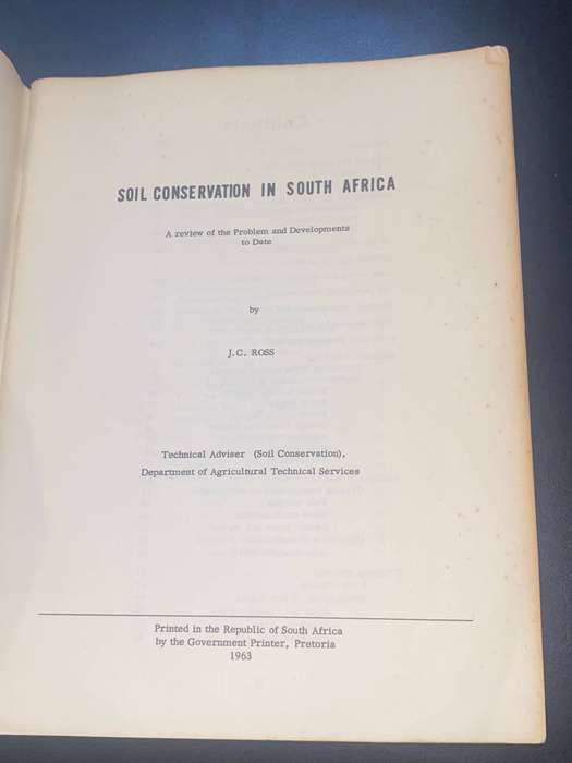 SOIL CONSERVATION IN SOUTH AFRICA BY J.C. ROSS