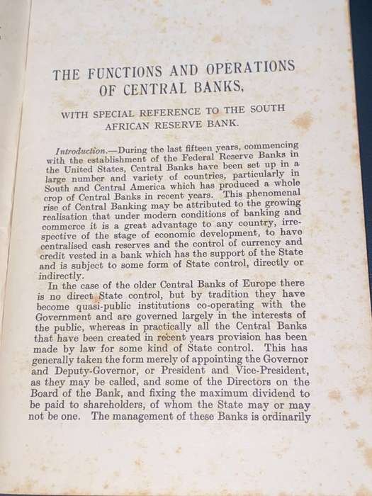 THE FUNCTIONS & OPERATIONS OF CENTRAL BANKS WITH SPECIAL REFERENCE TO THE SOUTH AFRICAN RESERVE BANK