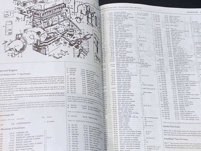 MG T - TYPE 1936 - 1955 PARTS & ACCESSORIES CATALOGUE