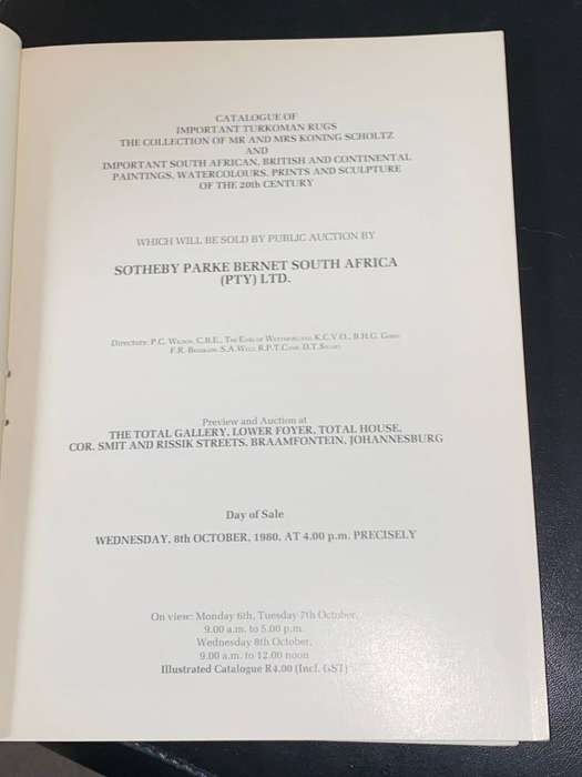 SOTHEBY'S JOHANNESBURG ART CATALOGUE 5TH OCT 1980