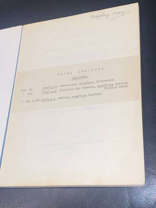 FLORA AFRICANA SOUTH AFRICAN BOTANICAL BOOKS 1600-1963 SIGNED BY DIRECTOR OF BOTANIC GARDENS