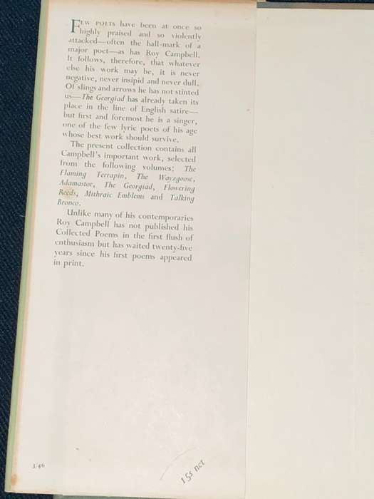 COLLECTED POEMS BY ROY CAMPBELL 1955