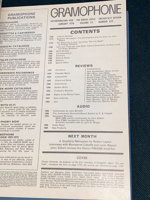 THE GRAMOPHONE MAGAZINE JAN - JUNE 1976 BOUND