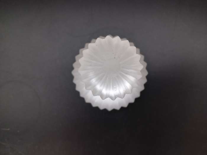 Vintage! Clear Satin Frosted Glass Ribbed Perfume Bottle With Stopper.