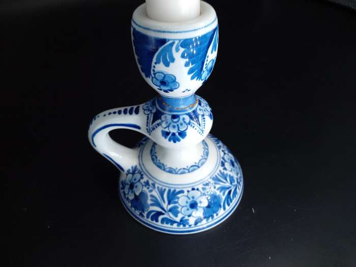 Vintage! Holland - Royal Delft - De Porceleyne Fles -  Candle Holder, Chamberstick (repaired)
